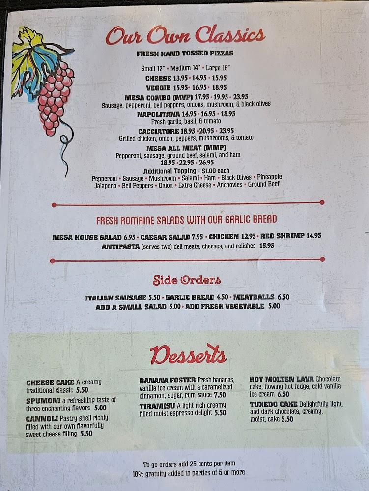 Mesa Italiana Restaurant Menu image 1